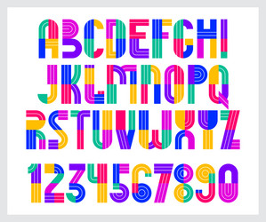 Children colorful geometric font alphabet kid vector