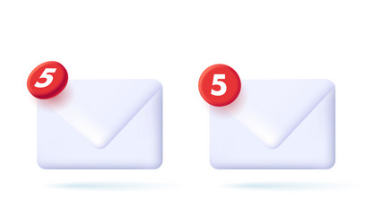 incoming messages icon with notification in red vector