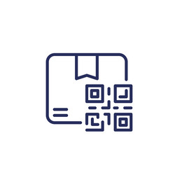 package box with qr code line icon vector