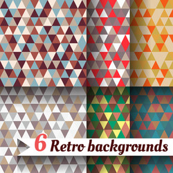 Retro backgrounds with triangle set of 6 items vector