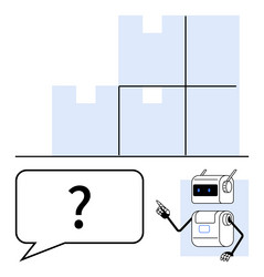 robot pointing at puzzle pieces with speech bubble vector image