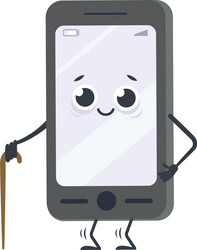 funny of an old smartphone walking Vector Image