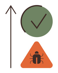 growth arrow green checkmark and orange warning Vector Image