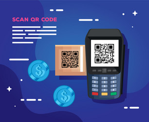 dataphone with scan code qr and icons vector image