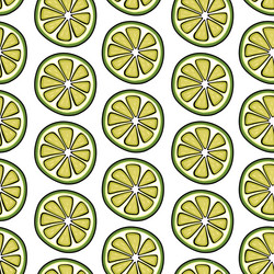 Funny seamless pattern with slices of fresh lemon vector