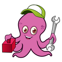 octopus mascot cartoon vector