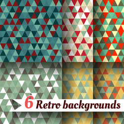 Retro backgrounds with triangle set of 6 items vector