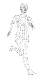 Wireframe running woman vector