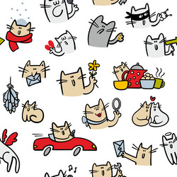 Cats & Objects Pattern vector image