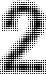 Halftone effect numbers dotted font 2 two vector