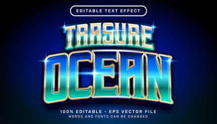 treasure ocean 3d editable text effect template vector image