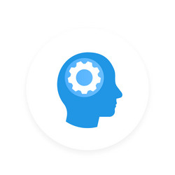 Gear in head icon pictograph vector