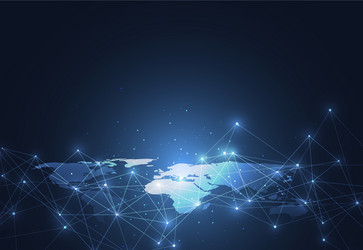 Global network connection world map point vector