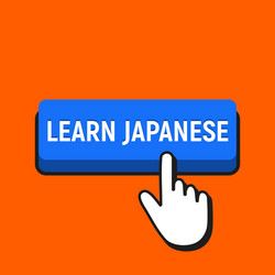 Hand mouse cursor clicks the learn japanese button vector