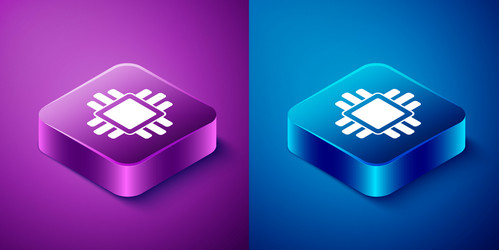 isometric computer processor with microcircuits vector image