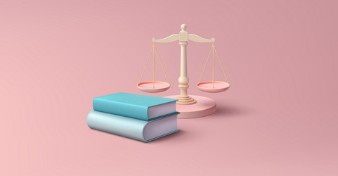 justice 3d scales with pile of law books equality vector