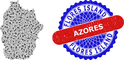 Flores Azores Map Vector Images - Music Notes Pattern For Flores Island Azores Vector 36715038 