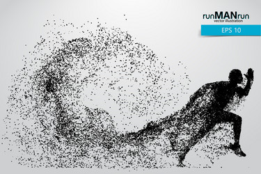 Silhouette of a running man from particles vector