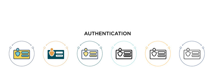 Authentication icon in filled thin line outline vector