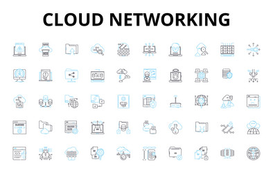 cloud networking linear icons set virtualization vector image