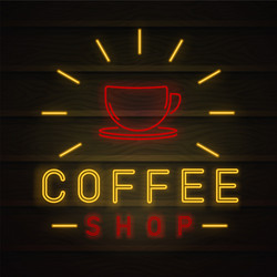 Coffee Shop Neon Sign Vector Image