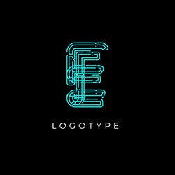 cyber letter e for digital technology logo concept vector