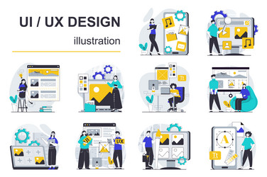 ui ux design concept with character situations vector image