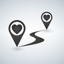 pointer pin up icon with heart path valentine vector image