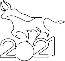 bull continuous one line drawing chinese new year vector