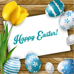 Easter background with colored eggs vector