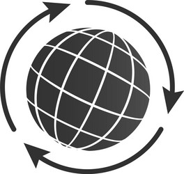 globe with three arrows around icon for web vector