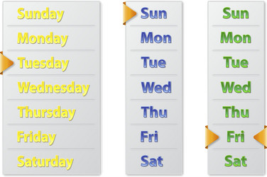 set abstract weekly calendars with arrow pointer vector image
