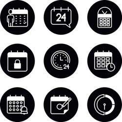 calendar and clocks time icon set block style vector image