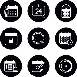 Calendar and clocks time icon set block style vector