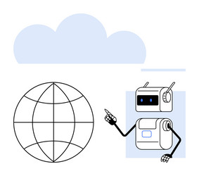 cloud computing integration with ai robot vector image