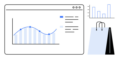 e-commerce performance metrics with line and bar vector image