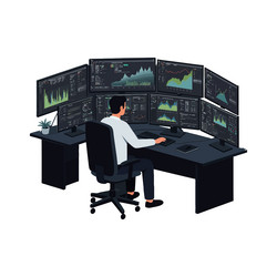 professional man analyzing data on multiple vector image