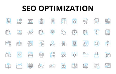 seo optimization linear icons set keywords vector image