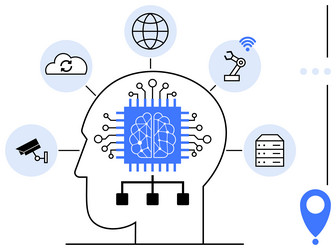 artificial intelligence integration with cloud vector image