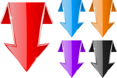 colored down arrows web shiny 3d icons vector