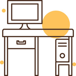 isolated home computer desk block and line style vector image
