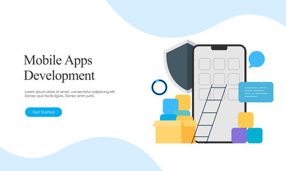 landing page template for mobile app development vector image