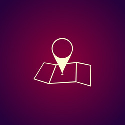 Map with pointer icon flat vector