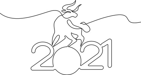 bull continuous one line drawing chinese new year vector