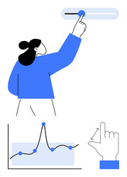 data control and interaction concept with graph vector image