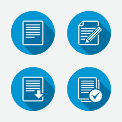 Document icons download file and checkbox vector