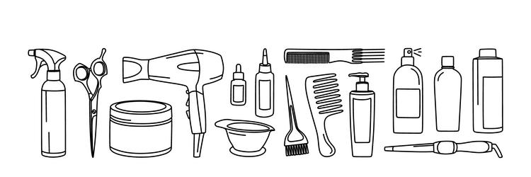 Hair care products a set of cosmetics and items vector