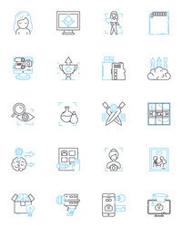 Cryptocurrency and blockchain linear icons set vector