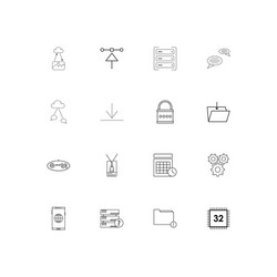 Internet technologies linear thin icons set vector