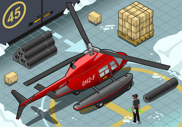 Isometric arctic emergency helicopter in rear view vector